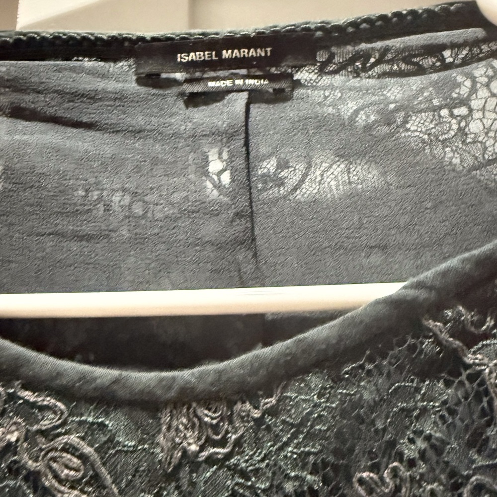 Isabel Marant dark green lace mini dress